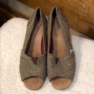 Toms Classic Tweed Espadrille Wedge Sandal 10W